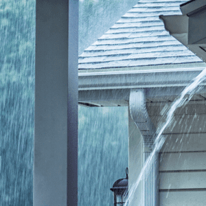 Strong storm damaging a house
