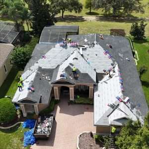 Professional roofing team installing a new roof
