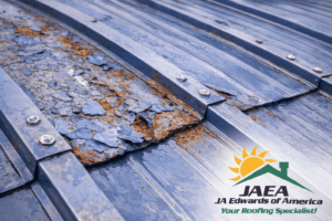 Paint failure on metal roofing caused by poor preparation