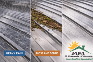 Metal roof surface affected by moisture and weather conditions in Florida