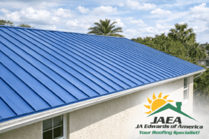 Painted metal roofing on a Florida home after proper preparation