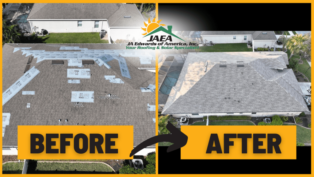 Before and After of roof repair