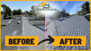Before and After roof replacement by JA Edwards of America
