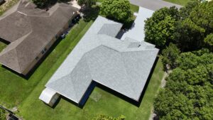 A aerial view a roof in jacksonville replaced by JA Edwards of AMerica