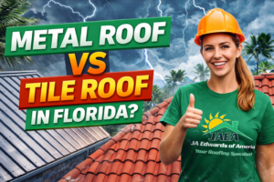 A cover for a post showing two roofs