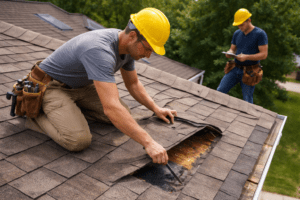 Inspecting roof before installing metal roofing over shingles