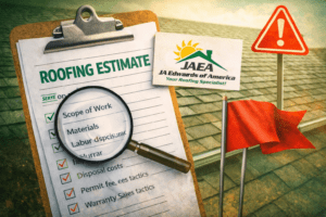 A checklist showing what a roofing estimate need to have