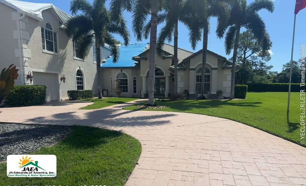 A roof tarped by JA Edwards of America