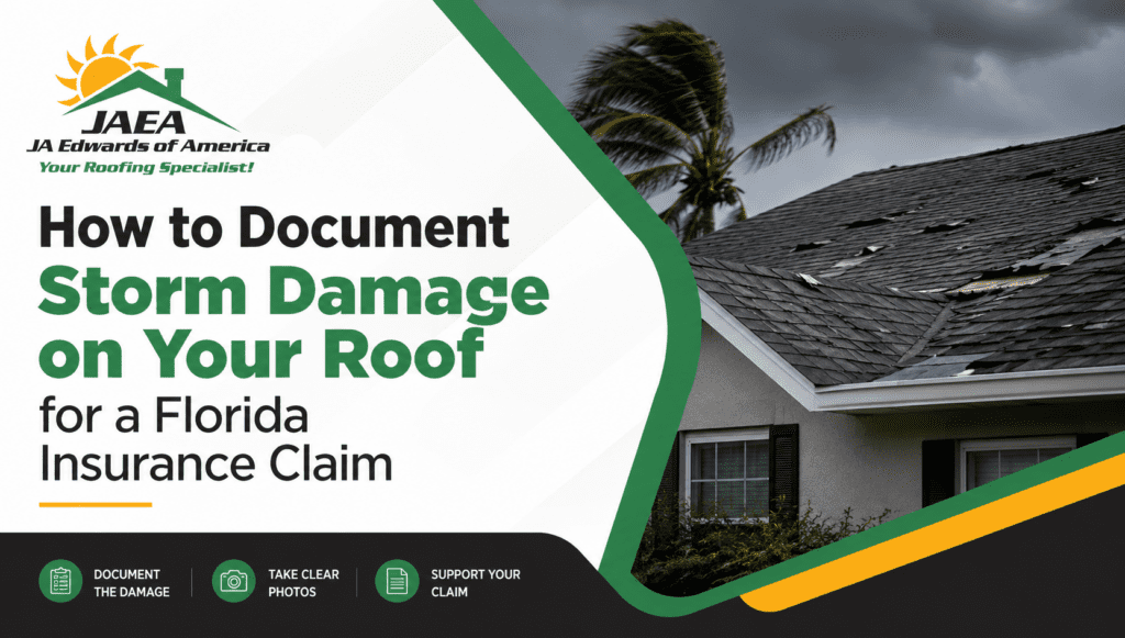 How to documento Storm Damage on your roof by JA Edwards of America, roofing contractor, roofing company