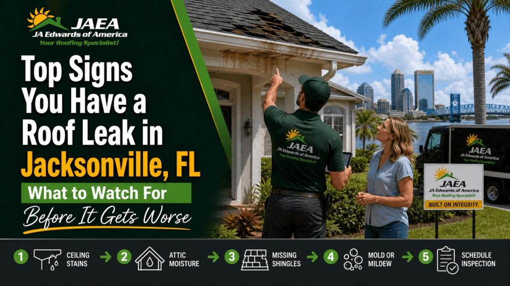 Top Signs You Have a Roof Leak in Jacksonville, FL, JA Edwards of America, Roofing Contractor in Jacksonville-FL