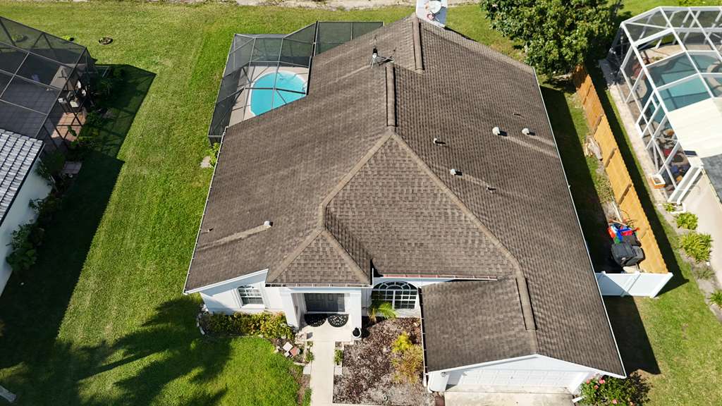 Before: aged roof on a Fleming Island home before replacement by JA Edwards