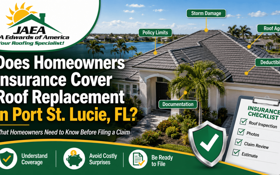 Does homeownerds insurance cover roof replacement in Port St. Lucie by JA Edwards of America, Roofing contractor, Roofing Company, Residential roofing