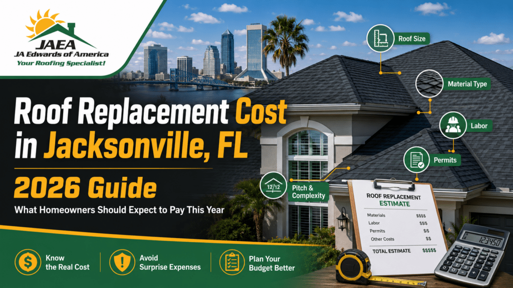 Roof Replacement Cost in Jacksonville, FL by JA Edwards of America, Roofing contractor, Roofing Company, Residential roofing