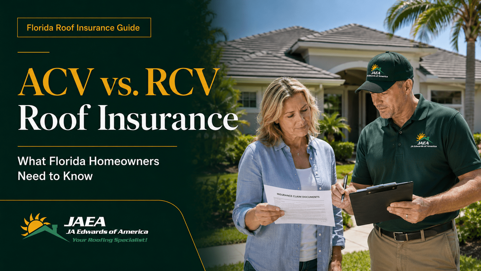 ACV vs RCV Roof insurance by JA Edwards of America